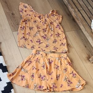 Floral Orange Top and Skort Set, 10
